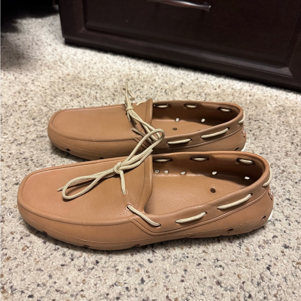 Tan Boat Shoes with Cream Laces